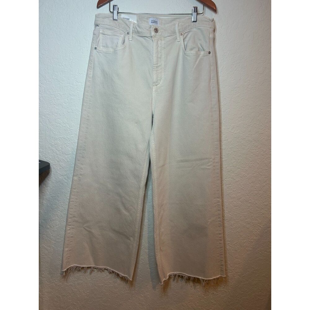 Citizens of Humanity Lyra Crop Wide Leg Jeans Size 33 Almondette Cream NWT